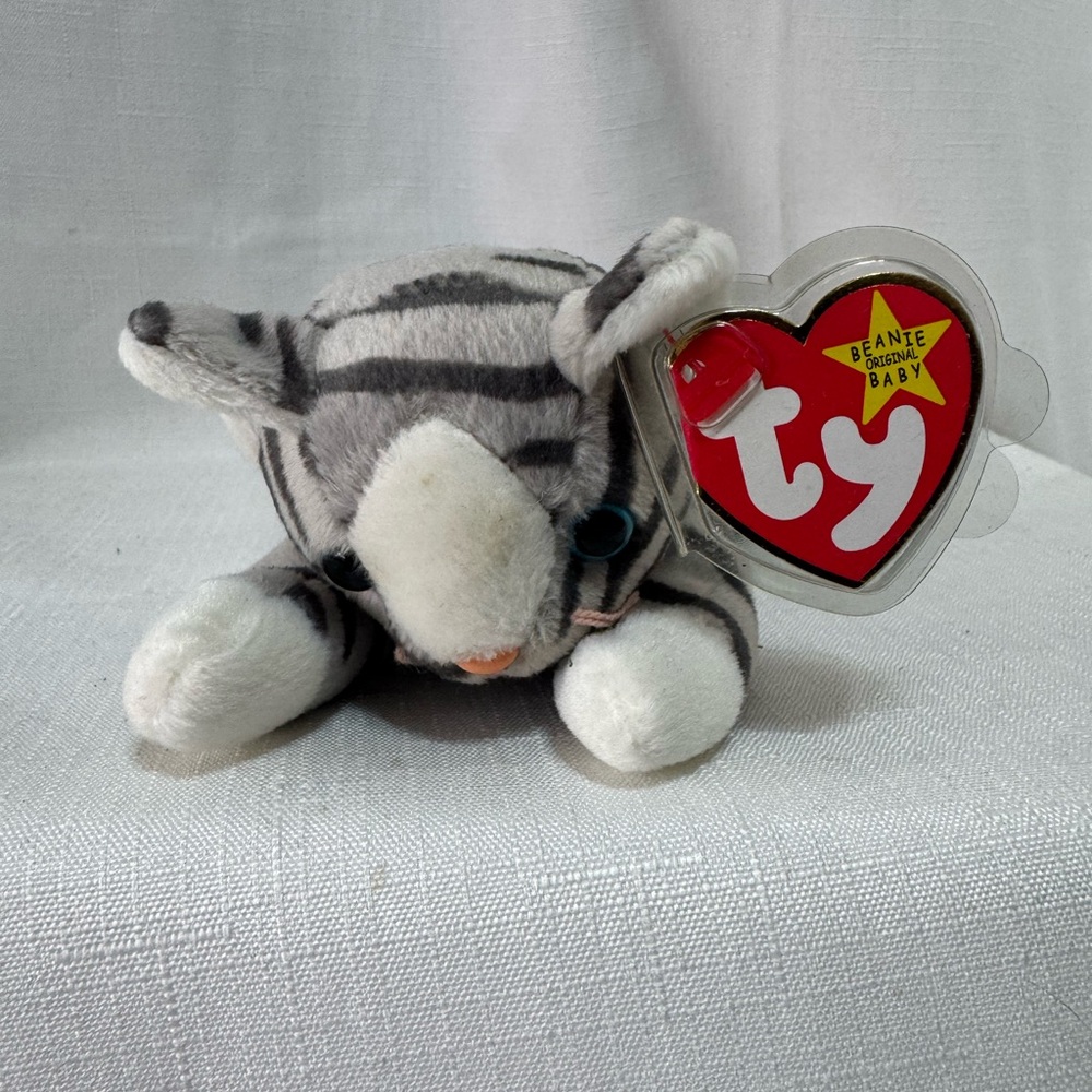 Ty Gray and White Tabby Cat Plush Toy